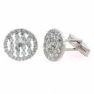 Sterling Silver CZ Striped Round Men's Cufflinks CL4965