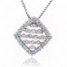 Sterling Silver CZ Striped Square Pendant 2498