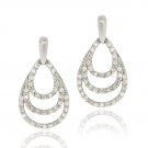 Sterling Silver CZ Striped Teardrop Dangle Earrings E12364