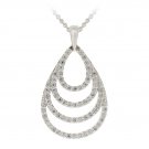 Sterling Silver CZ Striped Teardrop Necklace P12364