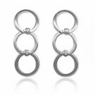 Sterling Silver CZ Three Open Circles Dangle Earrings E4045