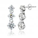 Sterling Silver CZ Three Stone Dangle Earrings E13027