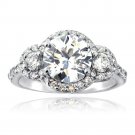 Sterling Silver CZ Three Stone Round Halo Ring R13721-6