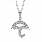 Sterling Silver CZ Umbrella Novelty Pendant P10772