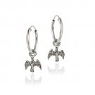 Sterling Silver Dangling Angel Small Hoop Earrings E11807