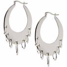 Sterling Silver Dangling Hoops Oval Earrings E4443