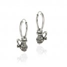 Sterling Silver Dangling Jug Small Hoop Earrings E11803