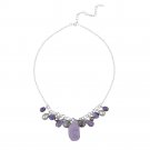 Sterling Silver Dangling Pearls, Amethyst, Laborite Beads & Stones Necklace N12238M