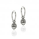 Sterling Silver Dangling Skull Small Hoop Earrings E11806