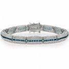 Sterling Silver Dark Blue & Clear CZ Tennis Bracelet B4821BL