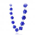 Sterling Silver Dark Blue Cats Eye Bead Cluster Necklace N12861DBL