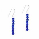 Sterling Silver Dark Blue Cats Eye Beaded Dangle Earrings E9078DBL