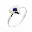 Sterling Silver Dark Blue CZ Puffed Heart Junior Ring Size 5 JR2928BL