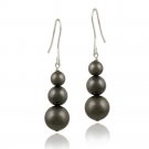 Sterling Silver Dark Gray Swarovski Elements Pearl Drop Earrings E12247DG