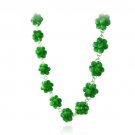 Sterling Silver Dark Green Cats Eye Bead Cluster Necklace N12861DGR