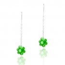 Sterling Silver Dark Green Cats Eye Cluster Dangle Earrings E12861DGR