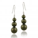 Sterling Silver Dark Green Swarovski Elements Pearl Drop Earrings E12247DGR