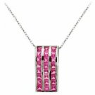 Sterling Silver Dark Pink CZ Rectangle Slide Pendant P5075DP