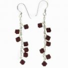 Sterling Silver Dark Red Swarovski Elements Dangle Earrings E2979RU