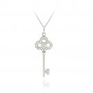 Sterling Silver Designer Inspired CZ Crown Key Pendant P11526