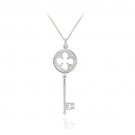 Sterling Silver Designer Inspired CZ Four Leaf Clover Key Pendant P11529