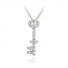 Sterling Silver Designer Inspired CZ Mini Key Slide Pendant P11531