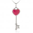 Sterling Silver Designer Inspired Pink Enamel Key Pendant P11786PK