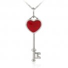 Sterling Silver Designer Inspired Red Enamel Key Pendant P11786R