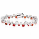 Sterling Silver Designer Orange & White CZ Bubble Bracelet B2484OR