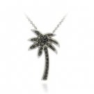 Sterling Silver Designer-Inspired Black Diamond Accent Palm Tree Pendant P11661M4