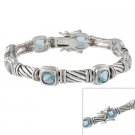 Sterling Silver Designer-Inspired Blue CZ Link Bracelet B10734AQZ
