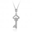 Sterling Silver Designer-Inspired CZ Key Pendant P11124