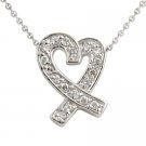 Sterling Silver Designer-Inspired CZ Ribbon Heart Slide Pendant P10629