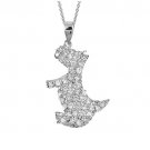 Sterling Silver Designer-Inspired CZ Scottie Dog Pendant P11188