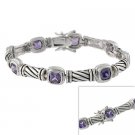 Sterling Silver Designer-Inspired Purple CZ Link Bracelet B10734AZ