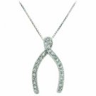 Sterling Silver Designer-Inspired Wishbone CZ Pendant 2506