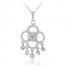 Sterling Silver Diamond Accent Dangling Flower Necklace P12703