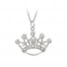 Sterling Silver Diamond Accent Designer Crown Necklace P11128