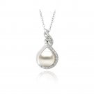 Sterling Silver Diamond Accent Freshwater Cultured Pearl Double Loop Twist Necklace P13267FPL