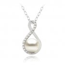 Sterling Silver Diamond Accent Freshwater Cultured Pearl Infinity Necklace P13266FPL