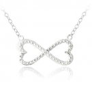 Sterling Silver Diamond Accent Infinity Hearts Necklace P13558
