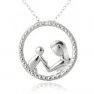 Sterling Silver Diamond Accent Mother & Baby Necklace P13488