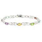 Sterling Silver Diamond Accent Multi-Gemstone Infinity Swirl Bracelet B12860M