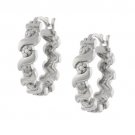 Sterling Silver Diamond Accent Twist Design Hoop Earrings E11329