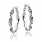 Sterling Silver Diamond Accent Twist Hoop Earrings H13629