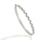 Sterling Silver Diamond Accented Blue Topaz S Design Bangle BA10784BT