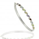Sterling Silver Diamond Accented Multi Gemstone S Design Bangle BA10784M