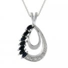 Sterling Silver Diamond Accented Sapphire Teardrop Pendant P10714S