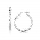 Sterling Silver Diamond Cut Hoop Earrings with Rhodium Plating (20mm) D195877