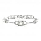Sterling Silver Diamond cz cubic zirconia stone link bracelet B10202